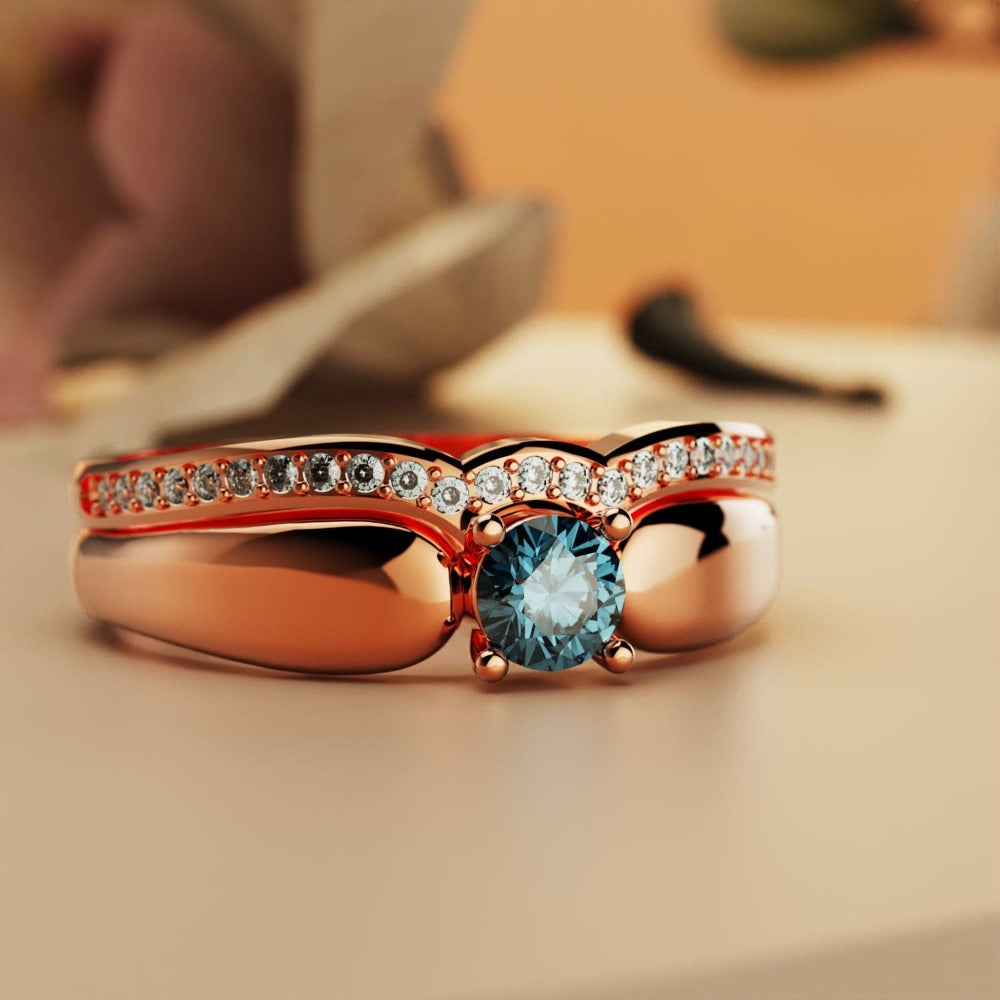 Regal Radiance: anillo de dos piezas Tiara - Vermeil de oro rosa de 18 quilates 