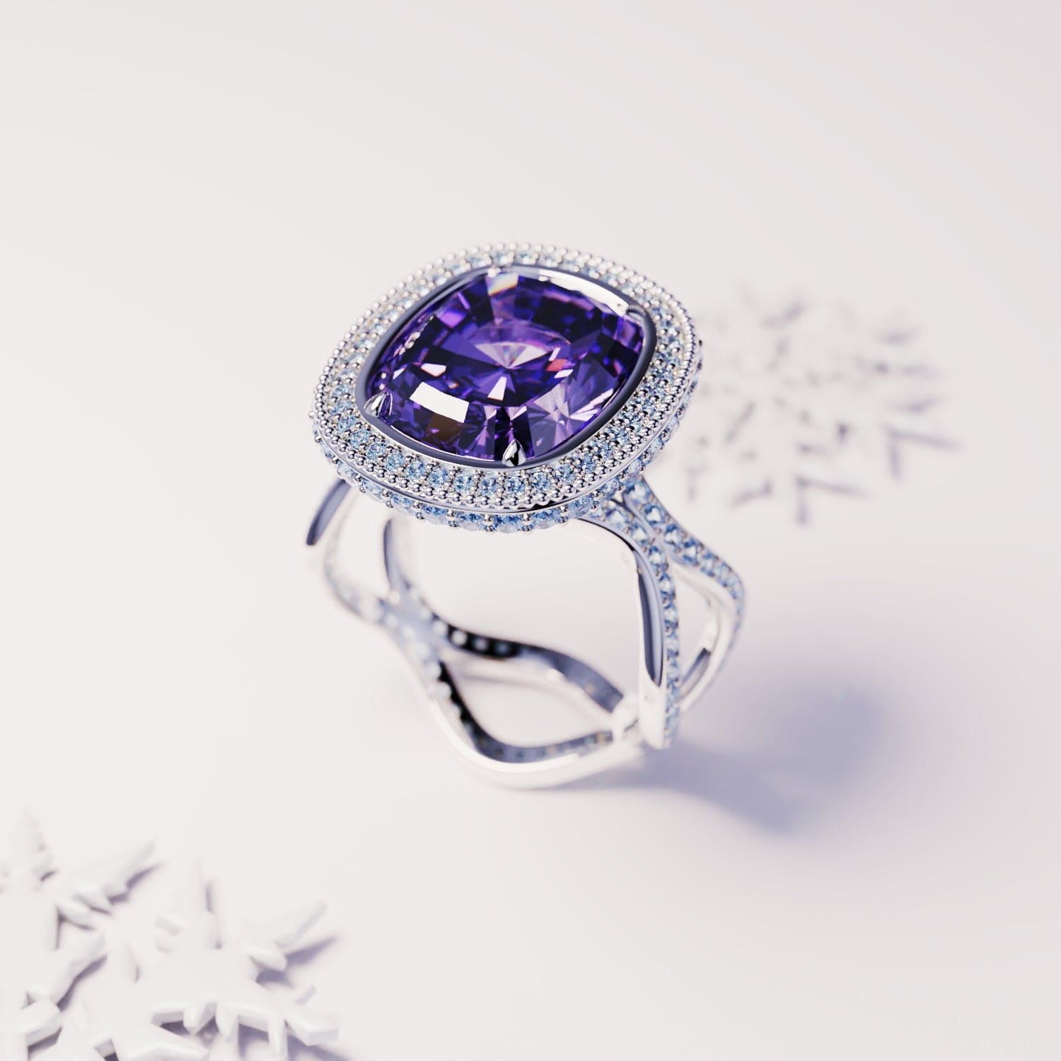 Amethyst Essence: Opal Cut Ethical Amethyst Ring - S925 Sterling Silver