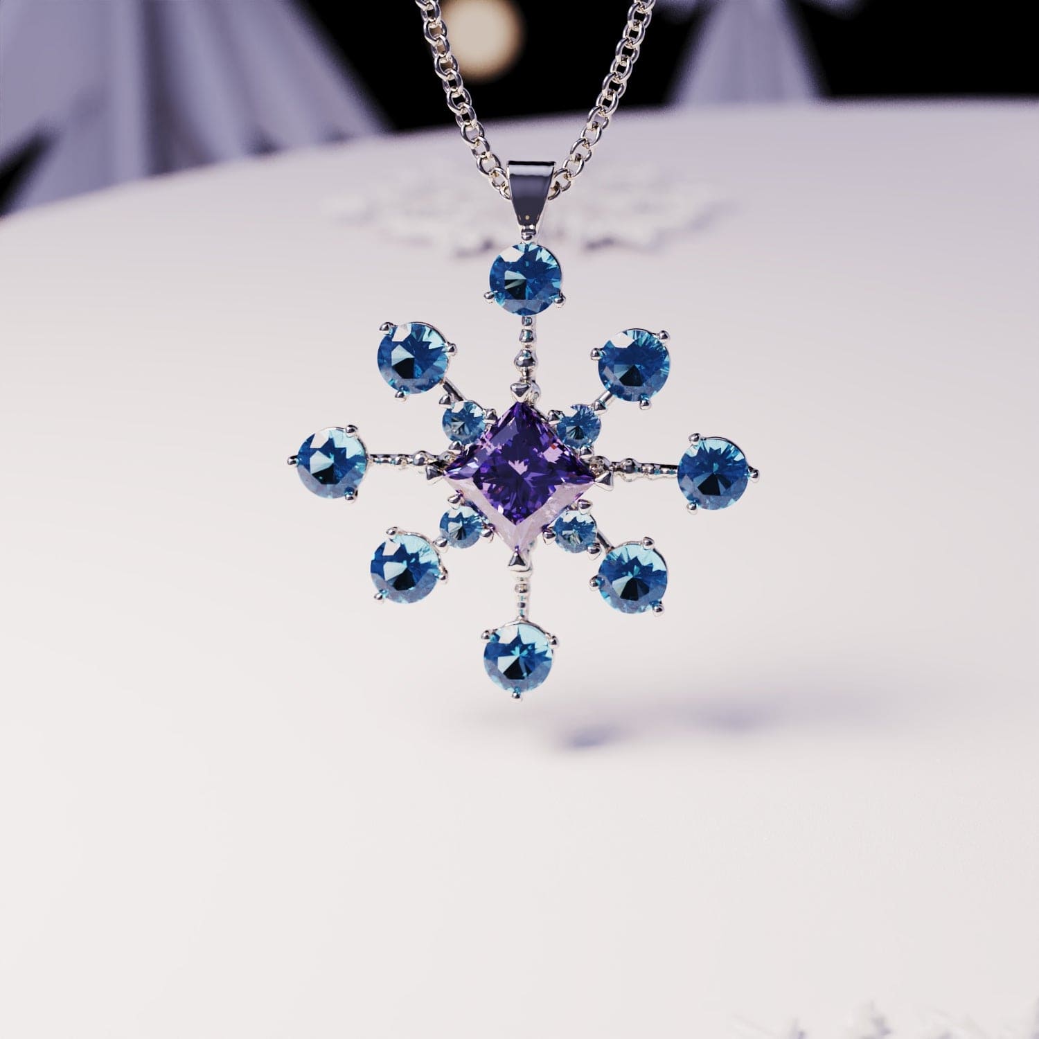 Amethyst Essence: Princess-Cut Amethyst Necklace - S925 Sterling Silver