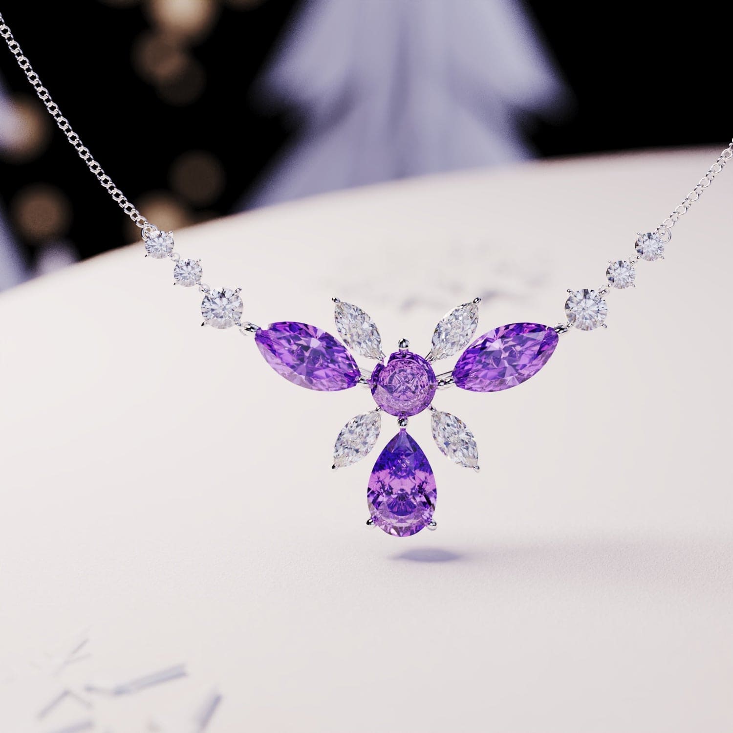 Blossom: Floral Brilliant-Cut Necklace - S925 Sterling Silver