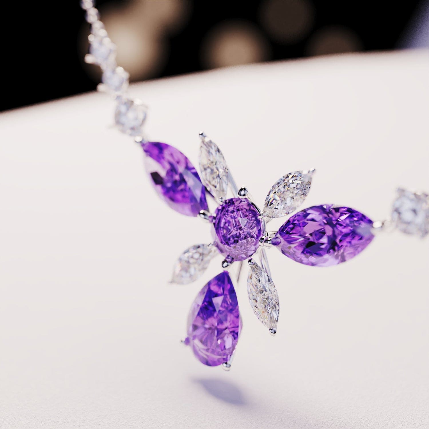 Blossom: Floral Brilliant-Cut Necklace - S925 Sterling Silver