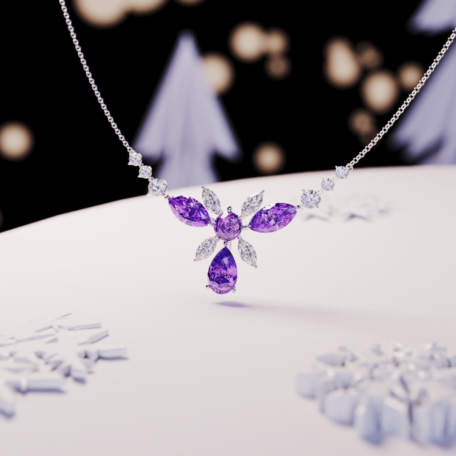 Blossom: Floral Brilliant-Cut Necklace - S925 Sterling Silver