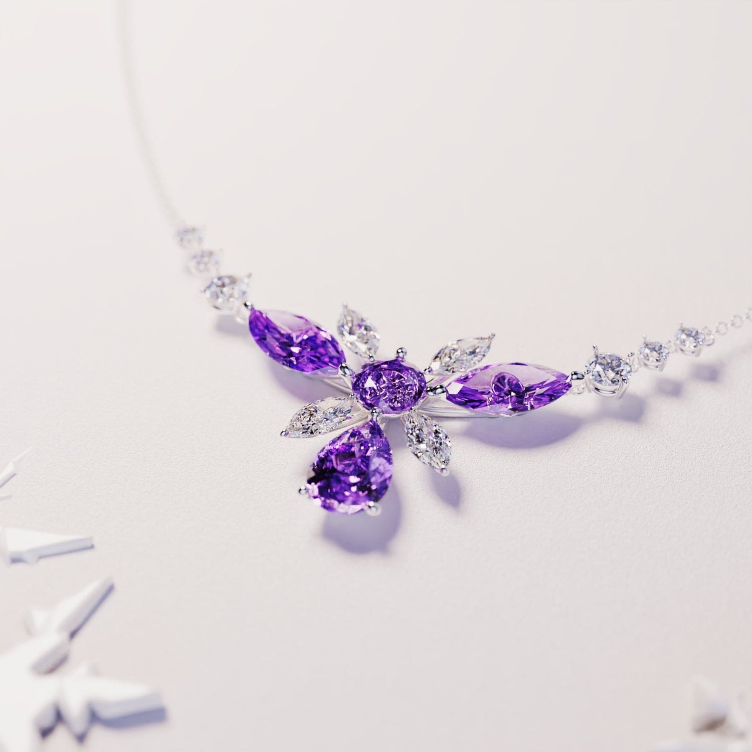 Blossom: Floral Brilliant-Cut Necklace - S925 Sterling Silver
