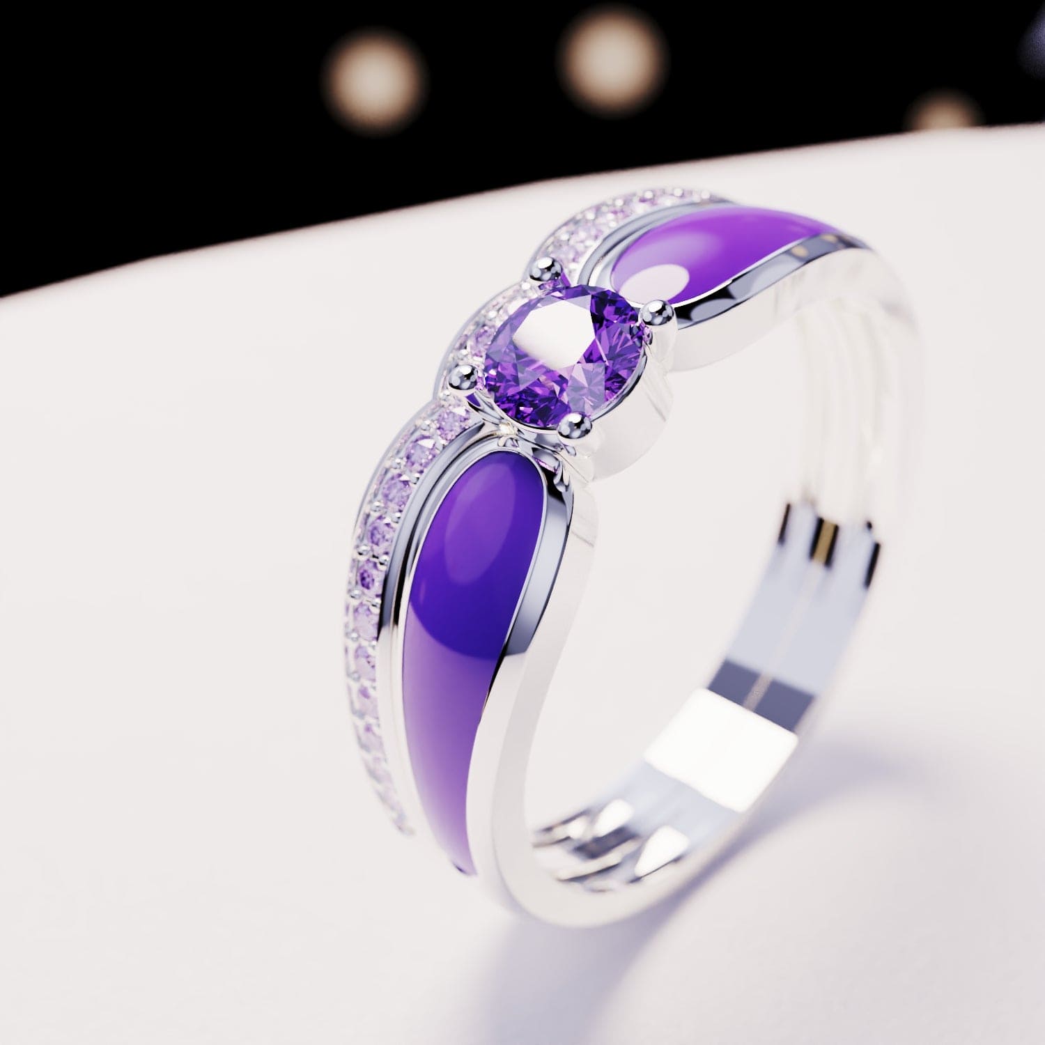 Violet Lagoon: 2-Piece Set Ring - S925 Sterling Silver