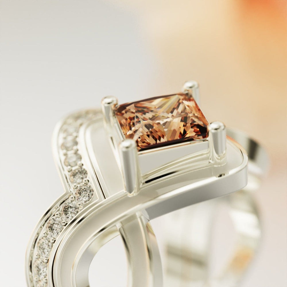 The Snow Wave: Fire's Heart 2-Piece Set Ring - S925 Sterling Silver