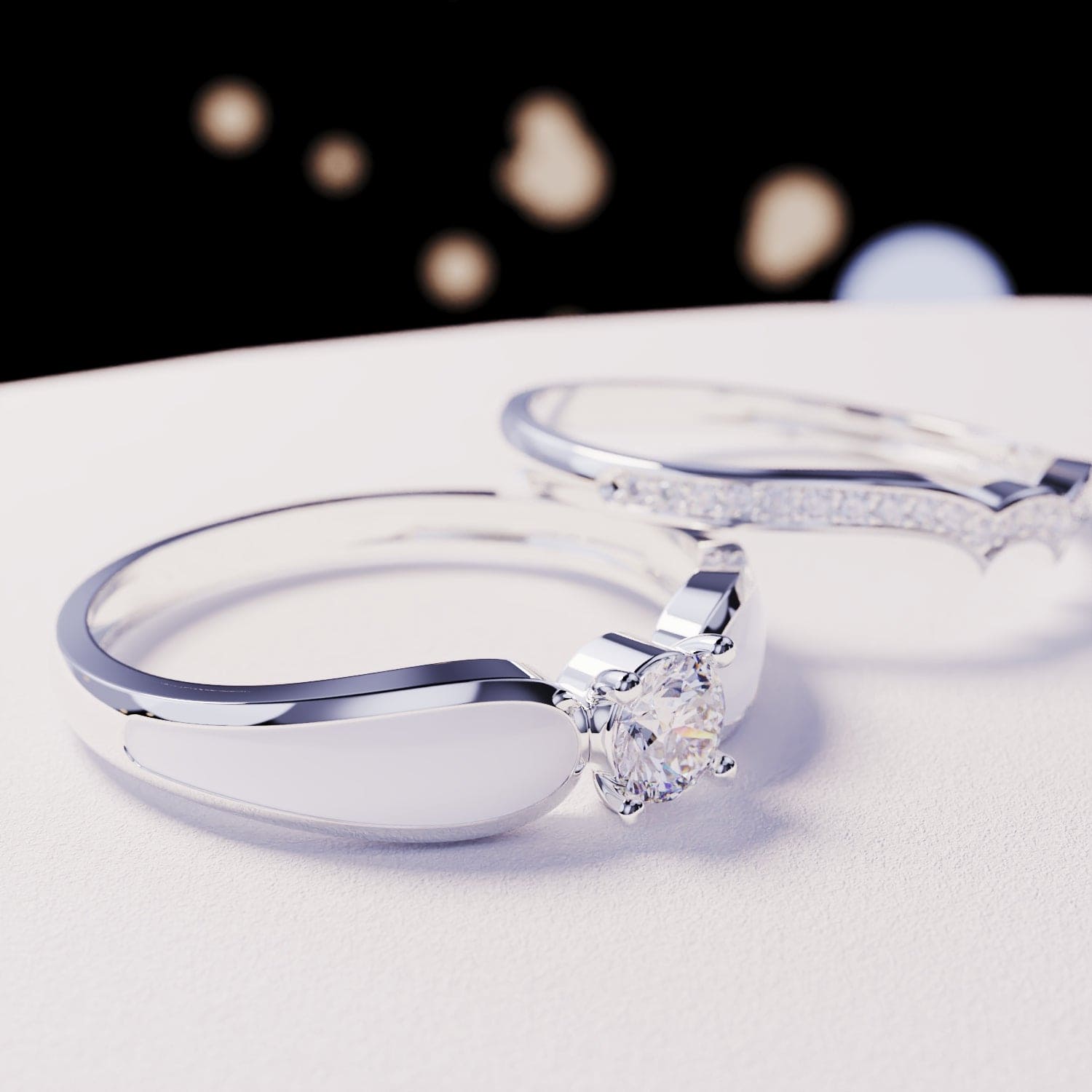 Snow Lagoon: 2 Piece Set Ring - S925 Sterling Silver