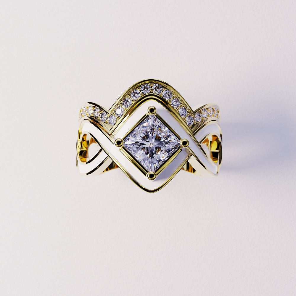 The Snow Wave: Diamond 2-Piece Set Ring - 18K Gold Vermeil