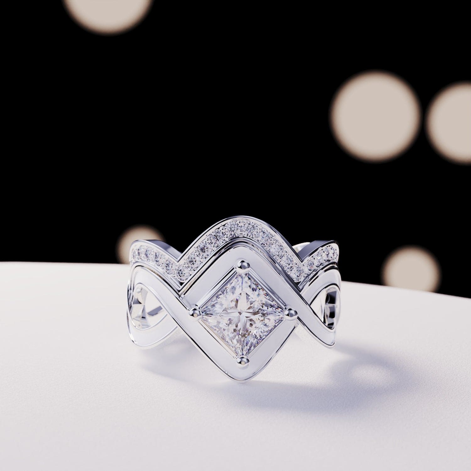 The Snow Wave: 2-Piece Set Ring - S925 Sterling Silver