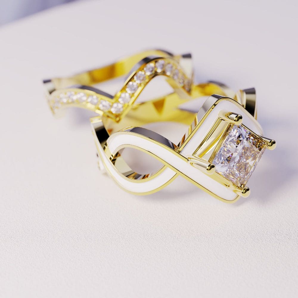 The Snow Wave: Diamond 2-Piece Set Ring - 18K Gold Vermeil