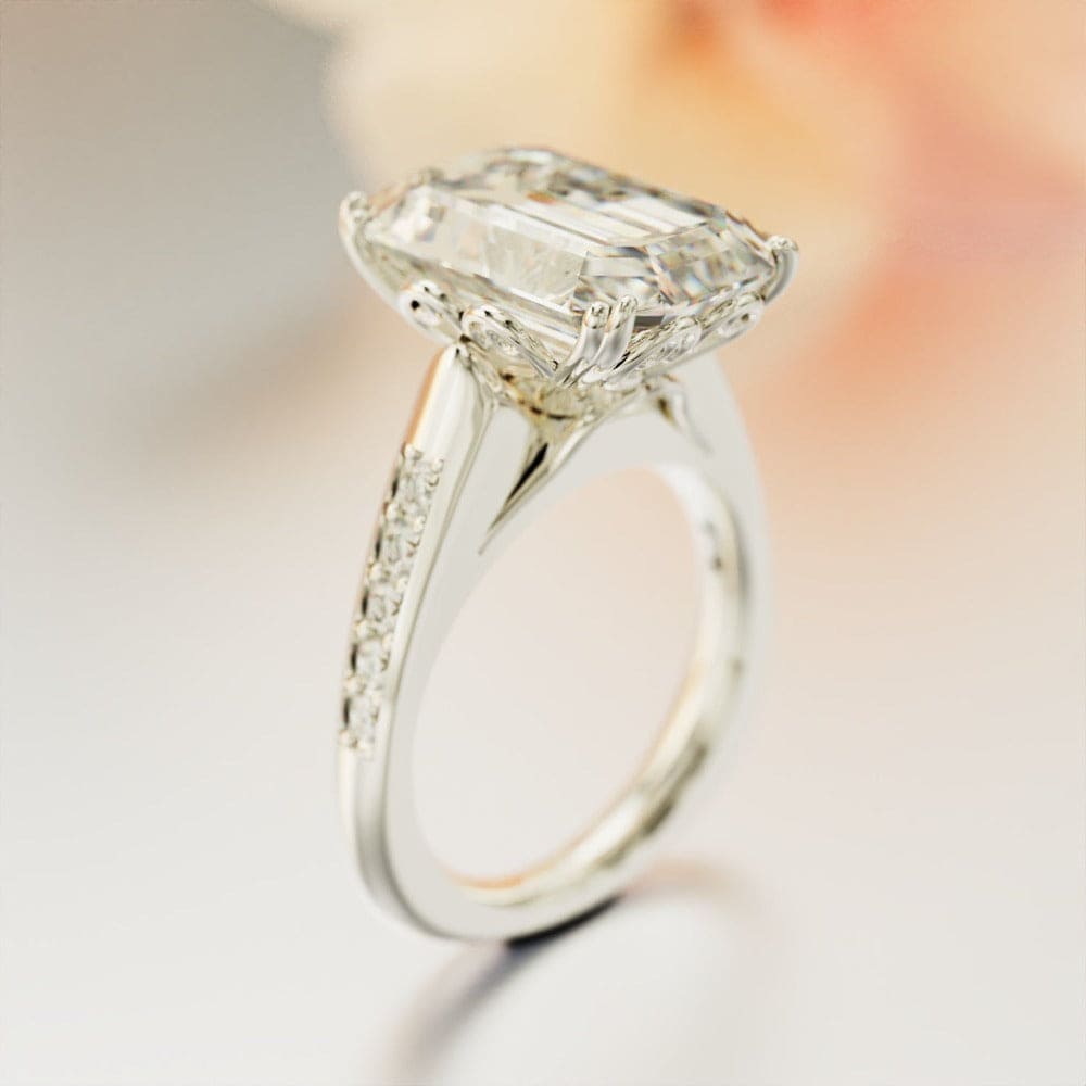 Crystal Dream: Emerald-Cut Diamond Ring - S925 Sterling Silver