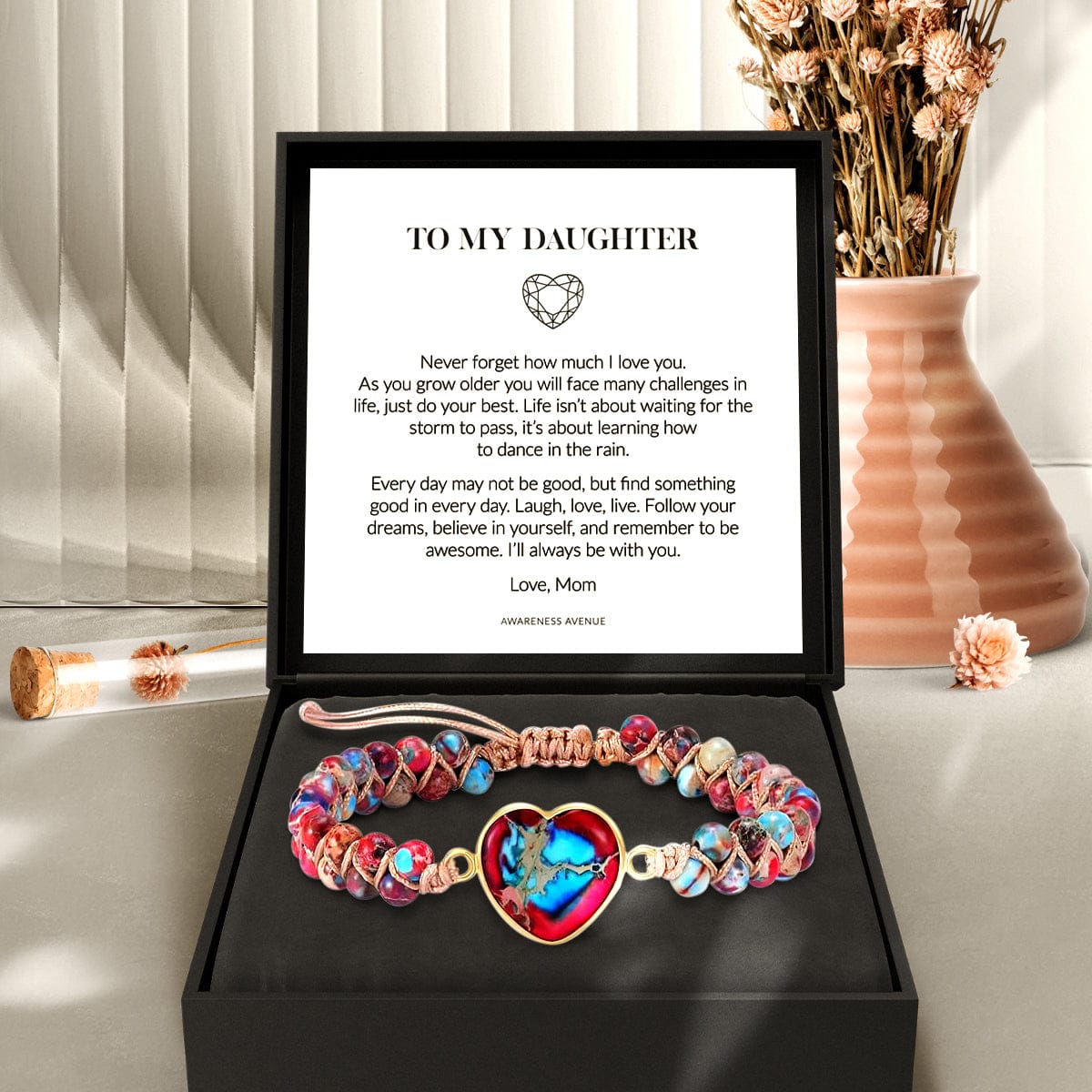 To My Daughter | Love You Forever | Jasper Heart Bracelet