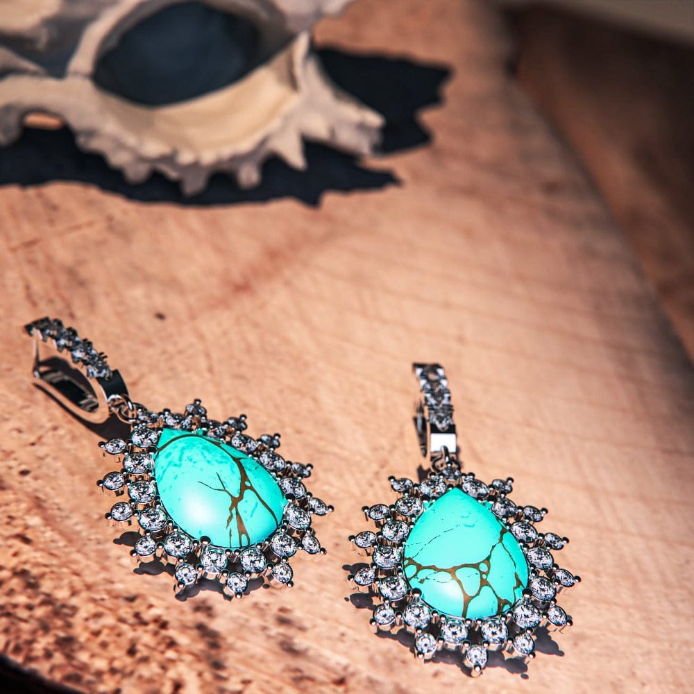 Blue Lagoon Turquoise Earrings featuring turquoise stones set in S925 sterling silver