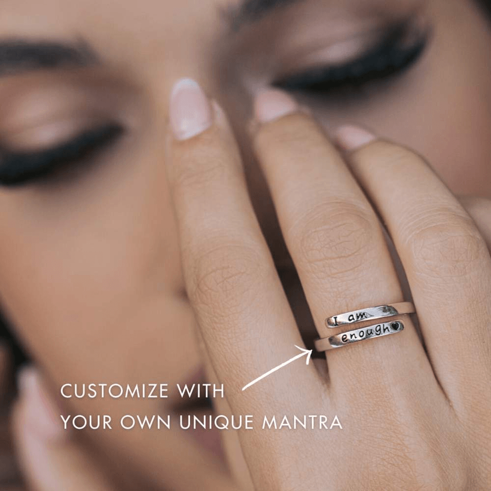 Custom Mantra 925 Sterling Silver Ring-Awareness Avenue™-Awareness,best-seller,enough,gift: All,gift: Inspirational,IAmEnough,jewellery,Jewelry,Ring,ring: All,ring: Inspirational,Semicolon,Silver
