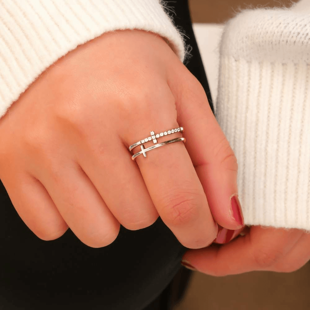 To My Daughter | Pray | Twin Band Cross Ring-Awareness Avenue-Cross,gift: All,gift: Daughter,jewellery,Jewelry,Pray,Ring,ring: All,ring: Daughter