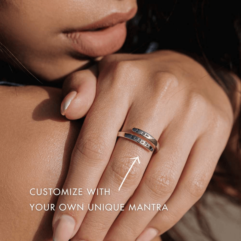 Custom Mantra 925 Sterling Silver Ring-Awareness Avenue™-Awareness,best-seller,enough,gift: All,gift: Inspirational,IAmEnough,jewellery,Jewelry,Ring,ring: All,ring: Inspirational,Semicolon,Silver