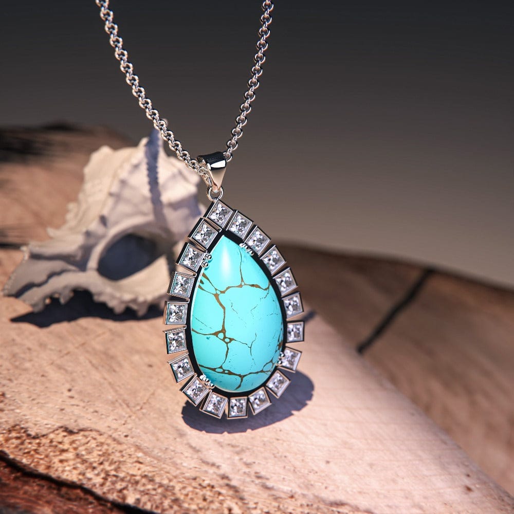 Azure Oceanic Pendant Necklace with a stunning turquoise stone set in sterling silver