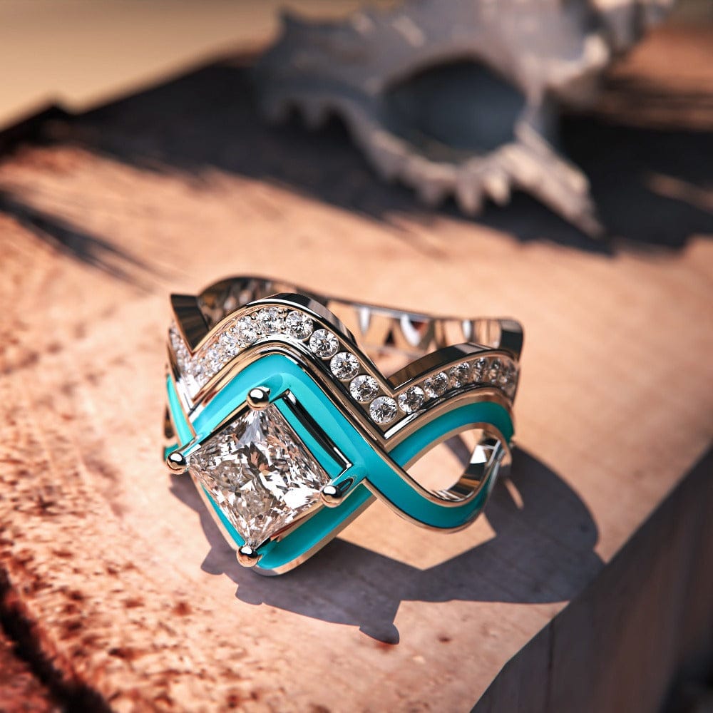 Ocean-inspired Turquoise Ocean Wave Ring crafted in sterling silver