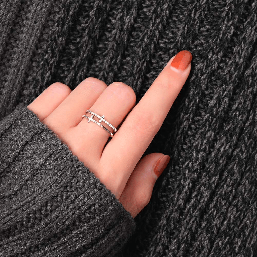 To My Daughter | Pray | Twin Band Cross Ring-Awareness Avenue-Cross,gift: All,gift: Daughter,jewellery,Jewelry,Pray,Ring,ring: All,ring: Daughter