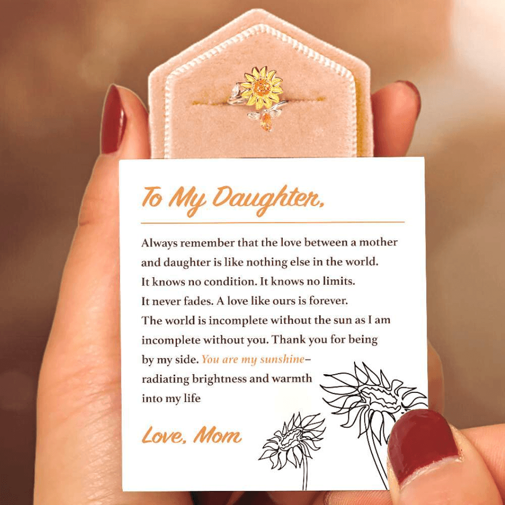 Daughter & Granddaughter | A Love Like Ours | Spinning Sunflower Ring-Awareness Avenue-gift: All,gift: Daughter,gift: Granddaughter,ring: All,ring: Daughter,ring: Granddaughter