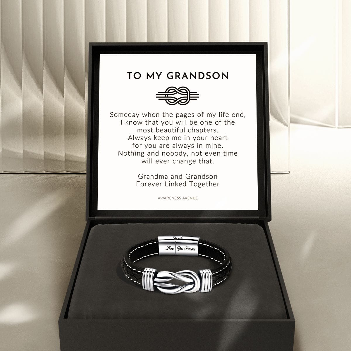 To My Grandson | Forever Linked Together | Leather Bracelet