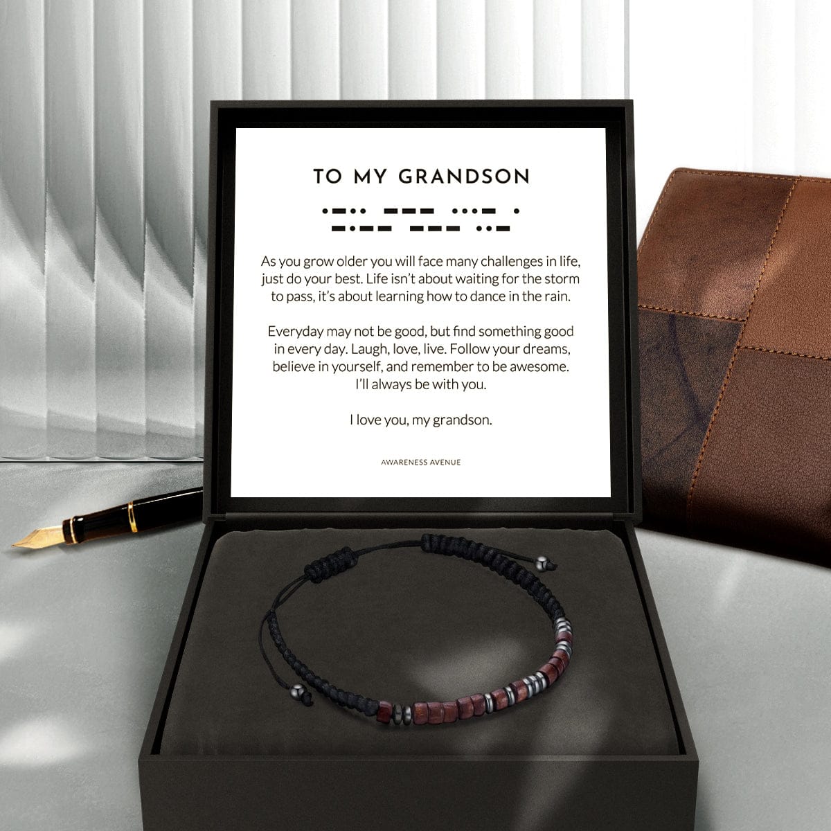 To My Grandson | I love you | Morse Code Bracelet