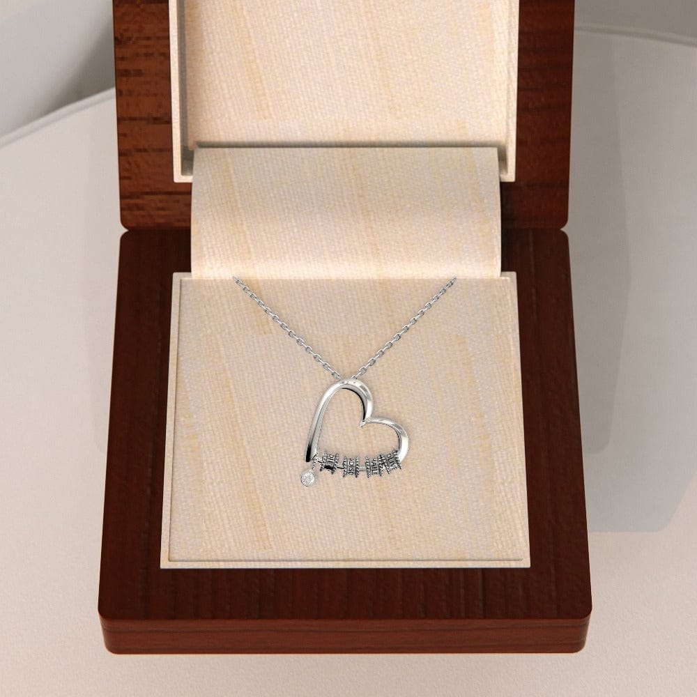 Personalized Heart Charm Necklace with Engraved Beads
