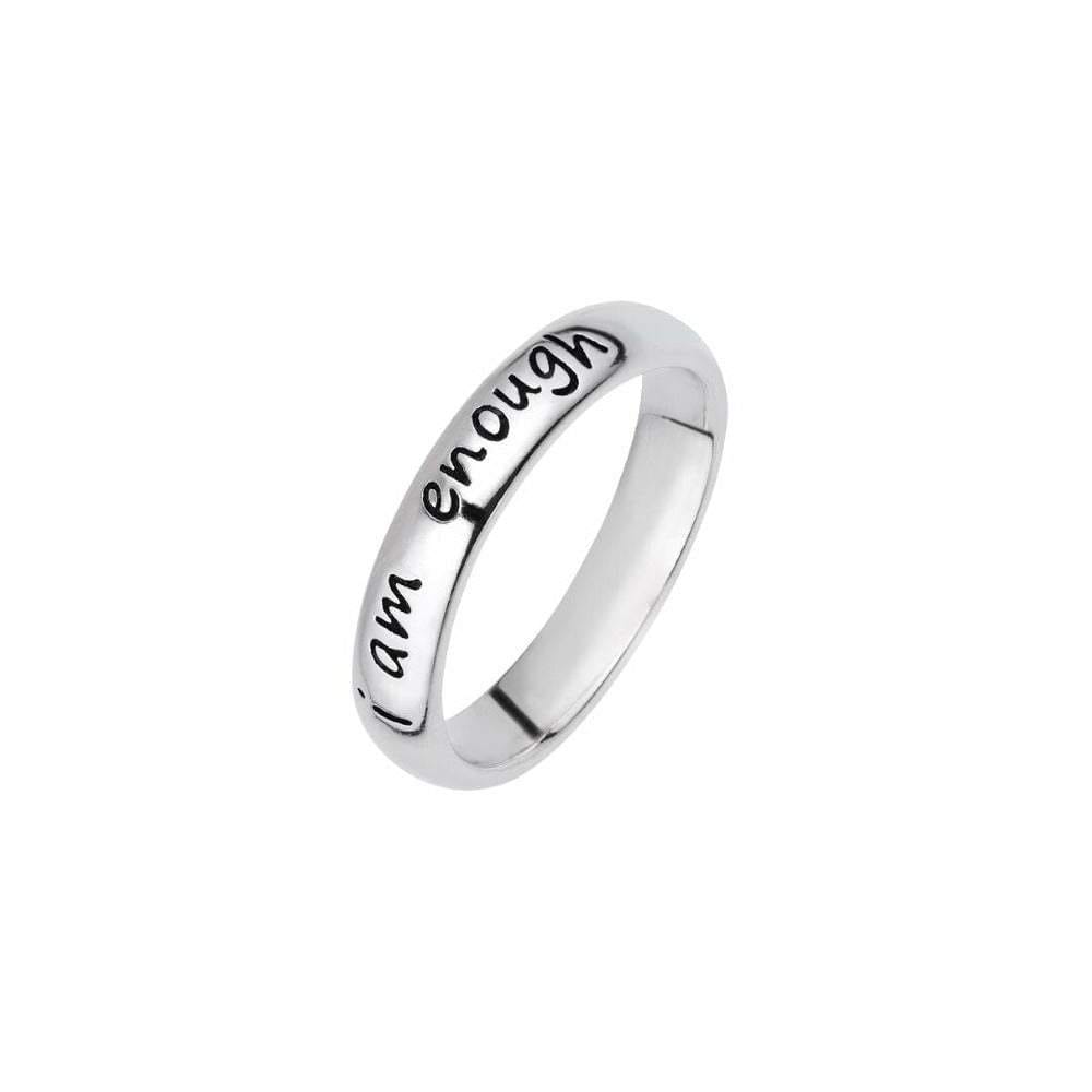 925 Sterling Silver 'I Am Enough' Ring-Awareness Avenue™-Awareness,best-seller,enough,gift: All,gift: Inspirational,IAmEnough,jewellery,Jewelry,Ring,ring: All,ring: Inspirational,Semicolon,Silver