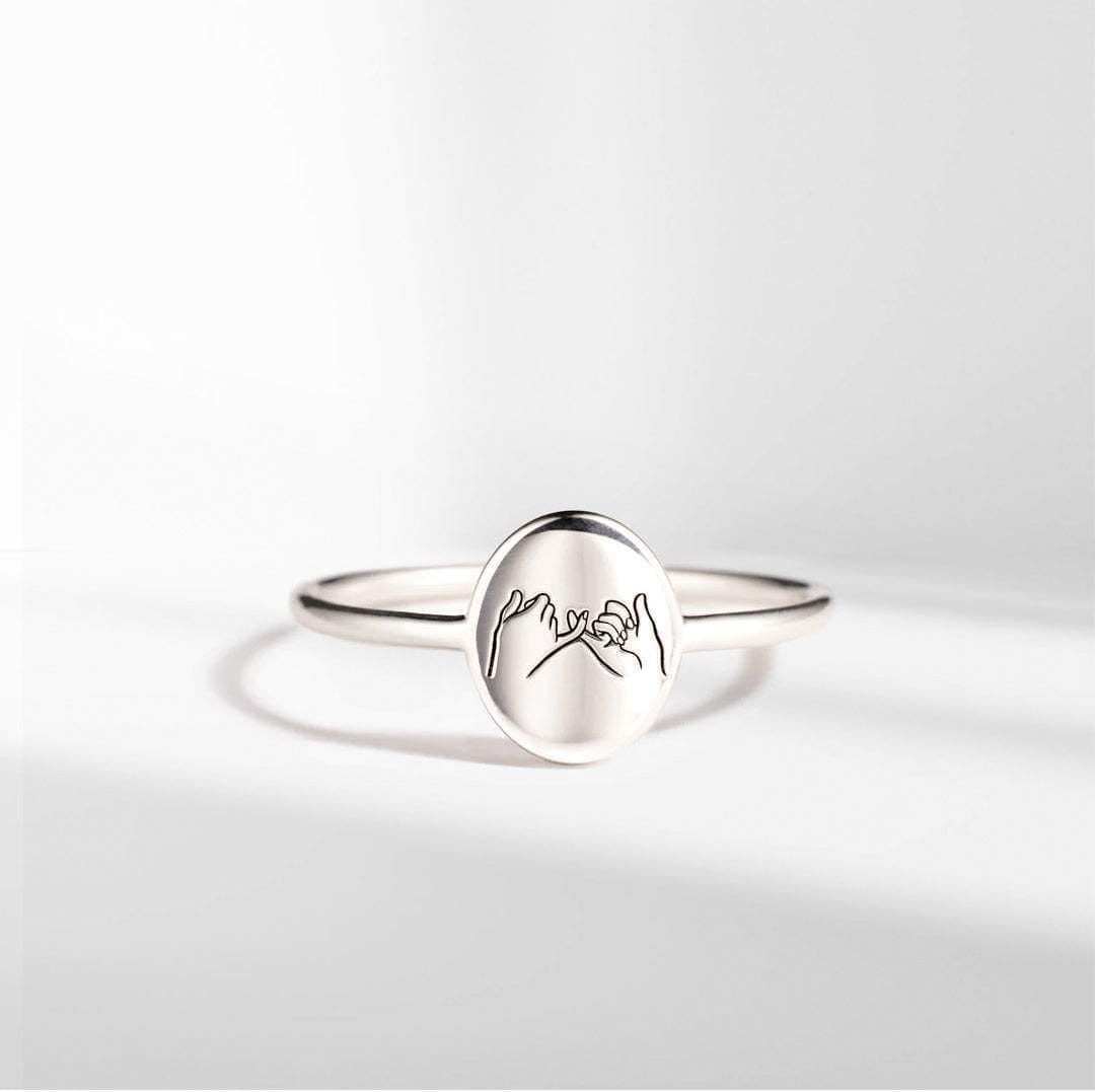 Granddaughter | Side by Side | 925 Silver Pinky Promise Ring-Awareness Avenue-gift: All,gift: Granddaughter,Ring,ring: All,ring: Granddaughter