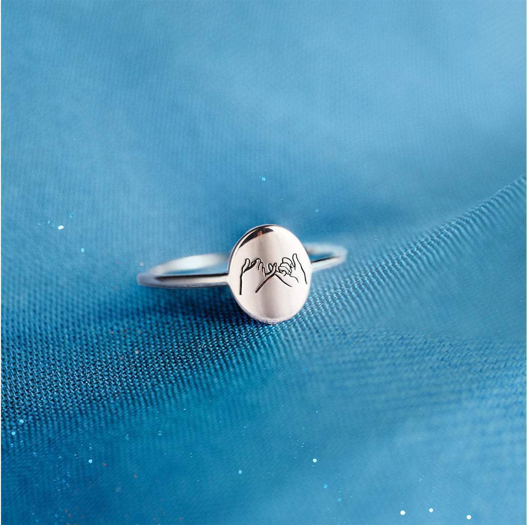 Granddaughter | Side by Side | 925 Silver Pinky Promise Ring-Awareness Avenue-gift: All,gift: Granddaughter,Ring,ring: All,ring: Granddaughter