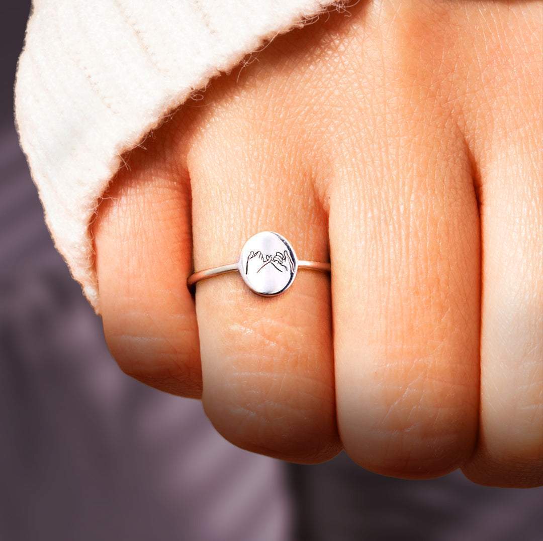 Granddaughter | Side by Side | 925 Silver Pinky Promise Ring-Awareness Avenue-gift: All,gift: Granddaughter,Ring,ring: All,ring: Granddaughter
