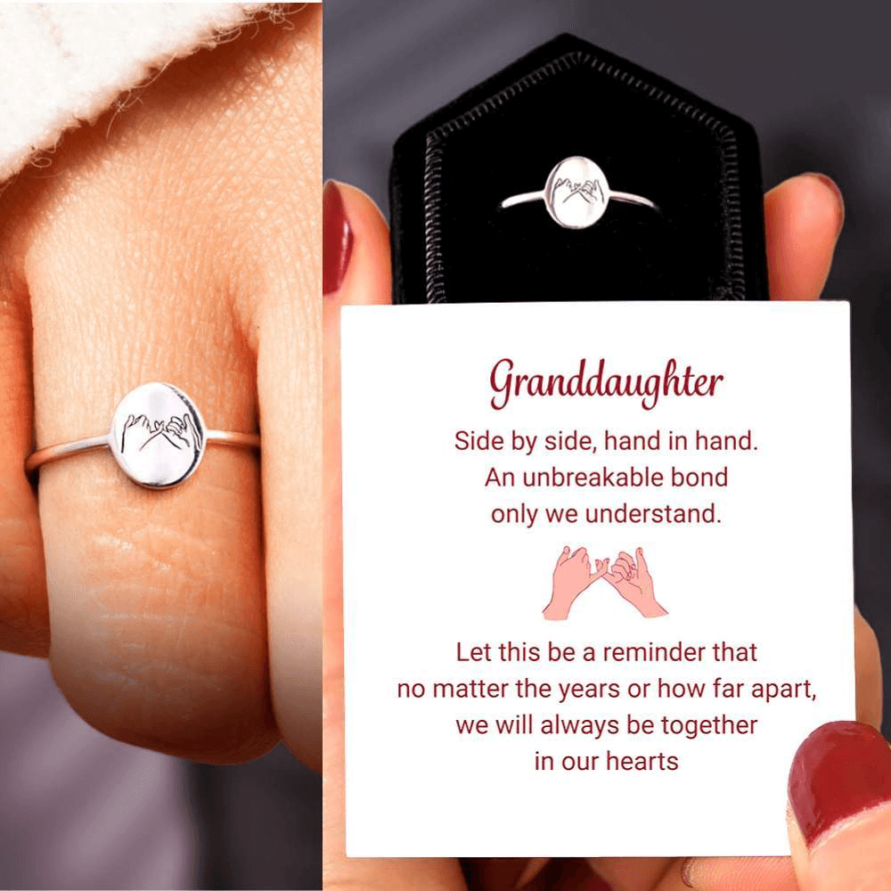 Granddaughter | Side by Side | 925 Silver Pinky Promise Ring-Awareness Avenue-gift: All,gift: Granddaughter,Ring,ring: All,ring: Granddaughter