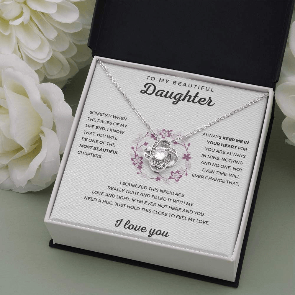 Daughter | I Love You | 925 Silver Love Knot Necklace-Awareness Avenue-Daughter,gift: All,gift: Daughter,Jewelry,Necklace,necklace: All,necklace: Daughter,Silver