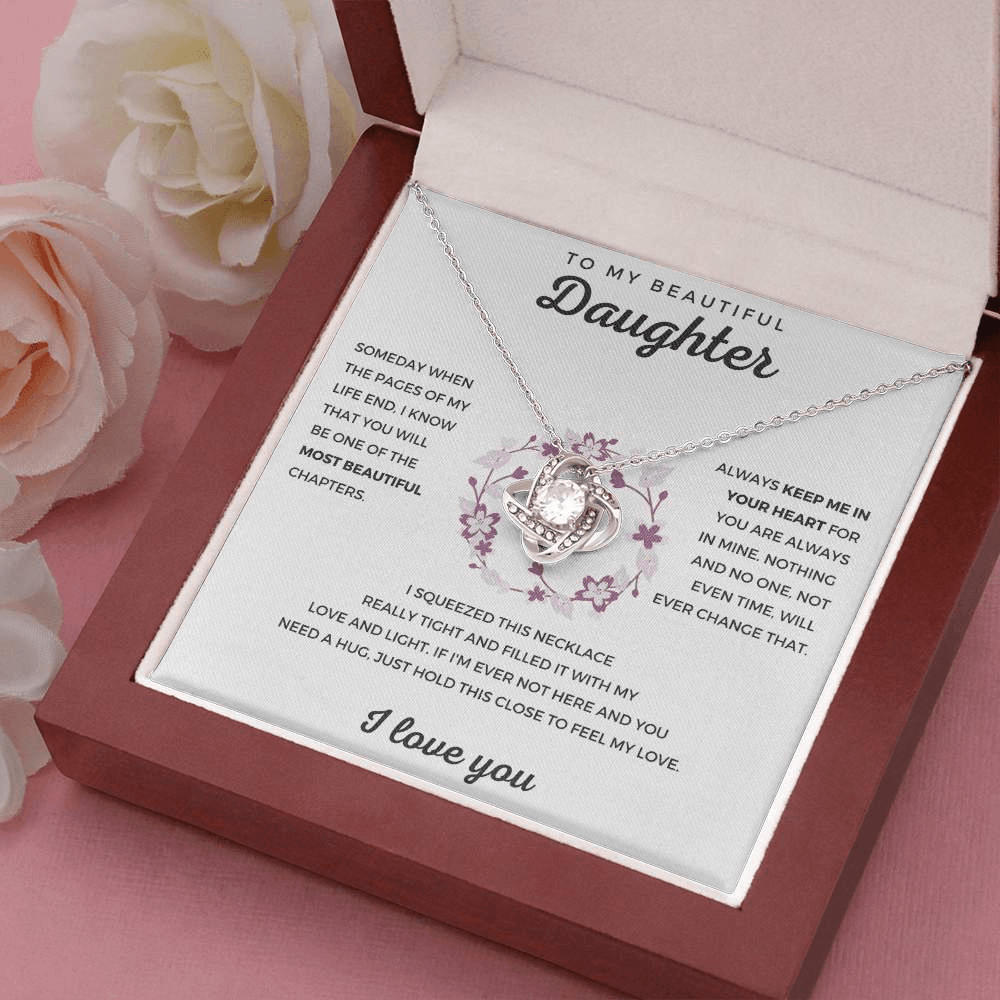 Daughter | I Love You | 925 Silver Love Knot Necklace-Awareness Avenue-Daughter,gift: All,gift: Daughter,Jewelry,Necklace,necklace: All,necklace: Daughter,Silver