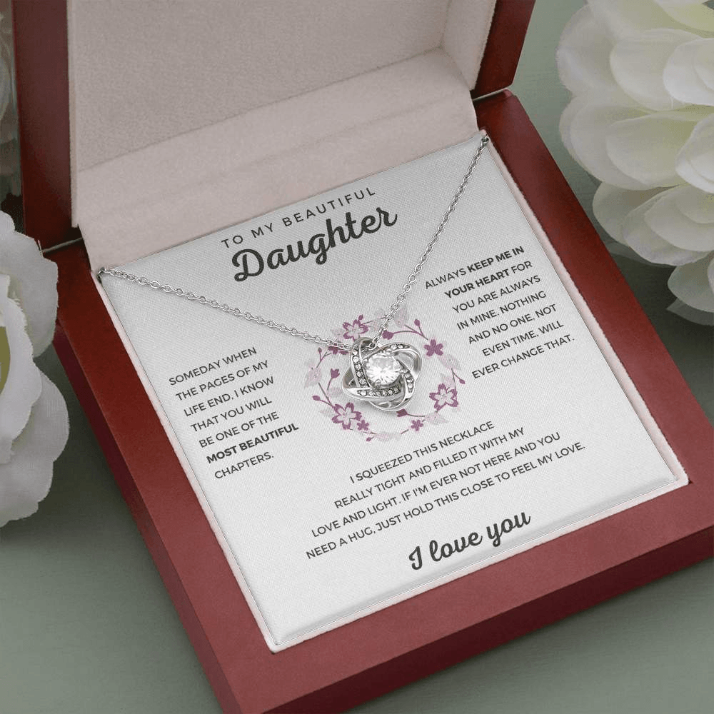 Daughter | I Love You | 925 Silver Love Knot Necklace-Awareness Avenue-Daughter,gift: All,gift: Daughter,Jewelry,Necklace,necklace: All,necklace: Daughter,Silver