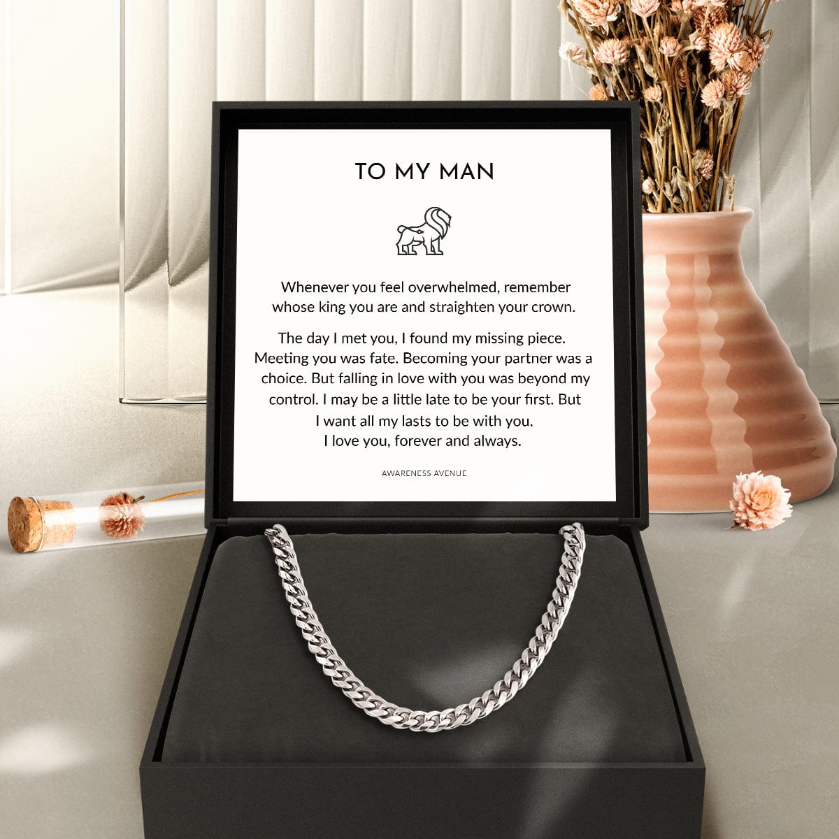 To My Man | Straighten Your Crown | Cuban Link Chain Necklace