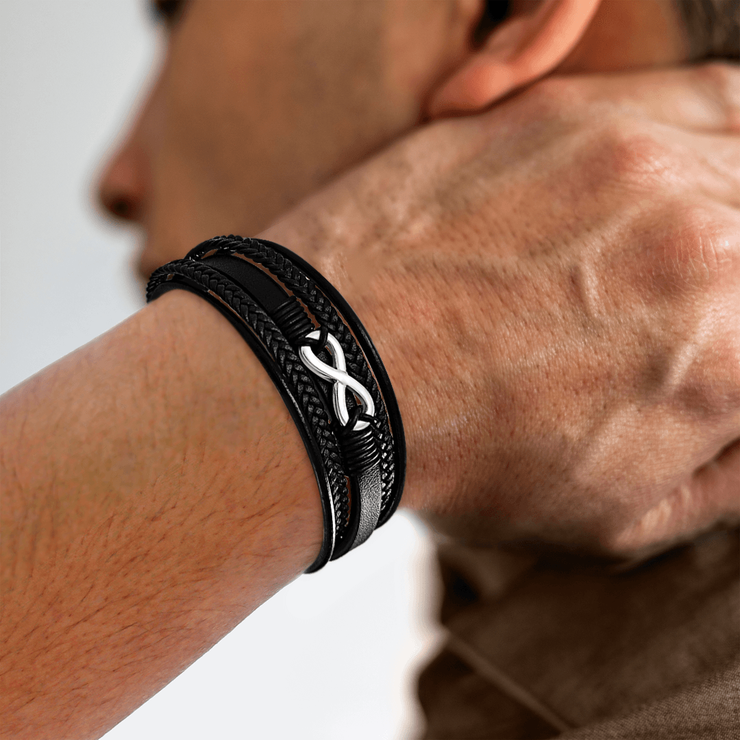 To My Son I Will Always Be With You Leather Bracelet