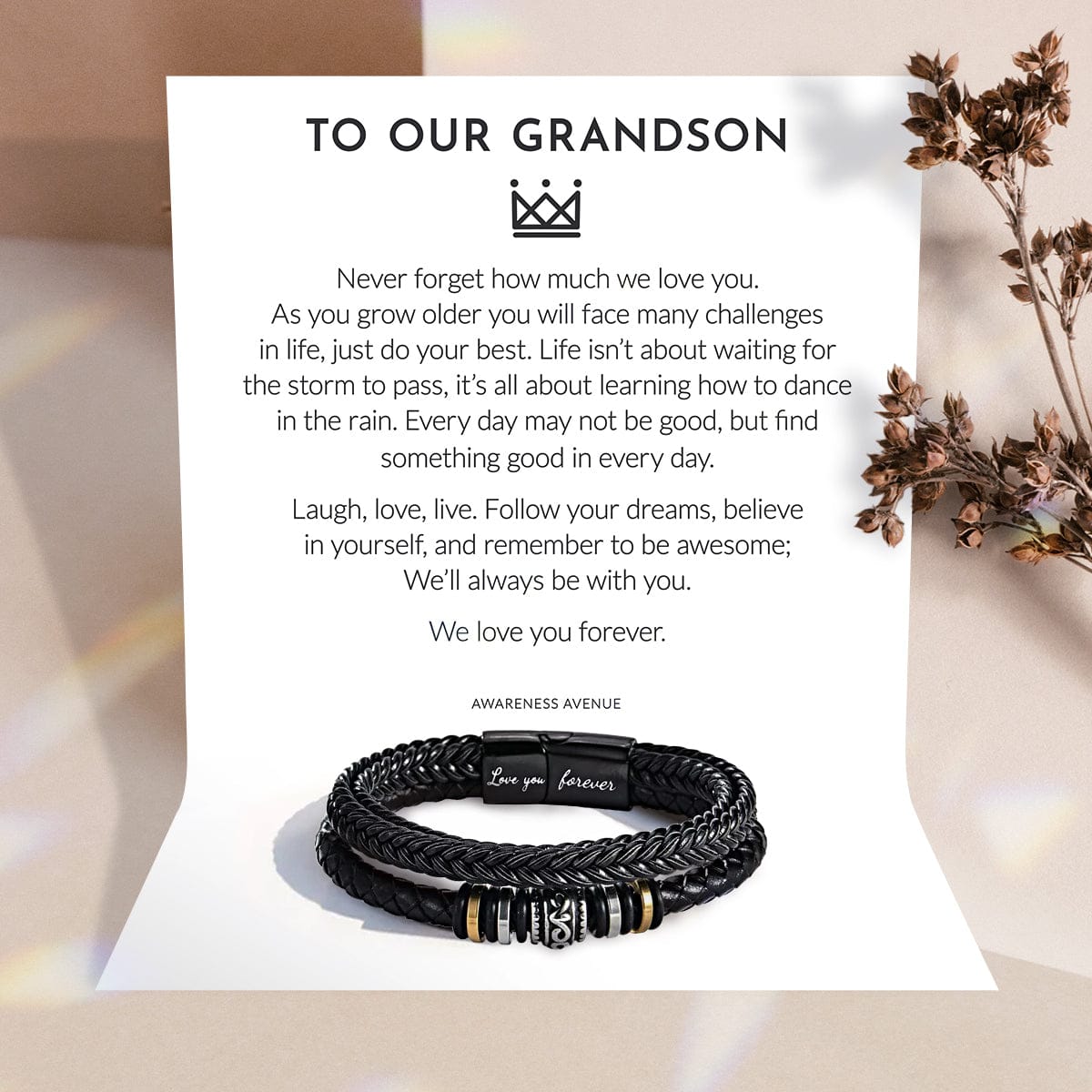 Love You Forever | Men's Leather Gift Bracelet