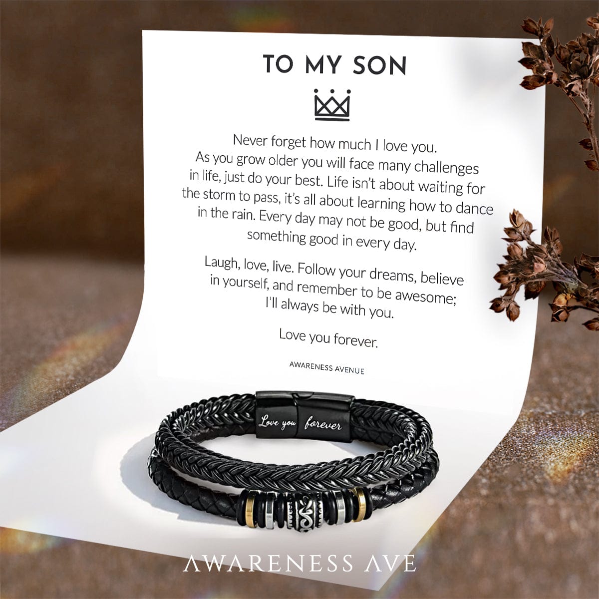To My Son | Love You Forever | Leather Braid Bracelet