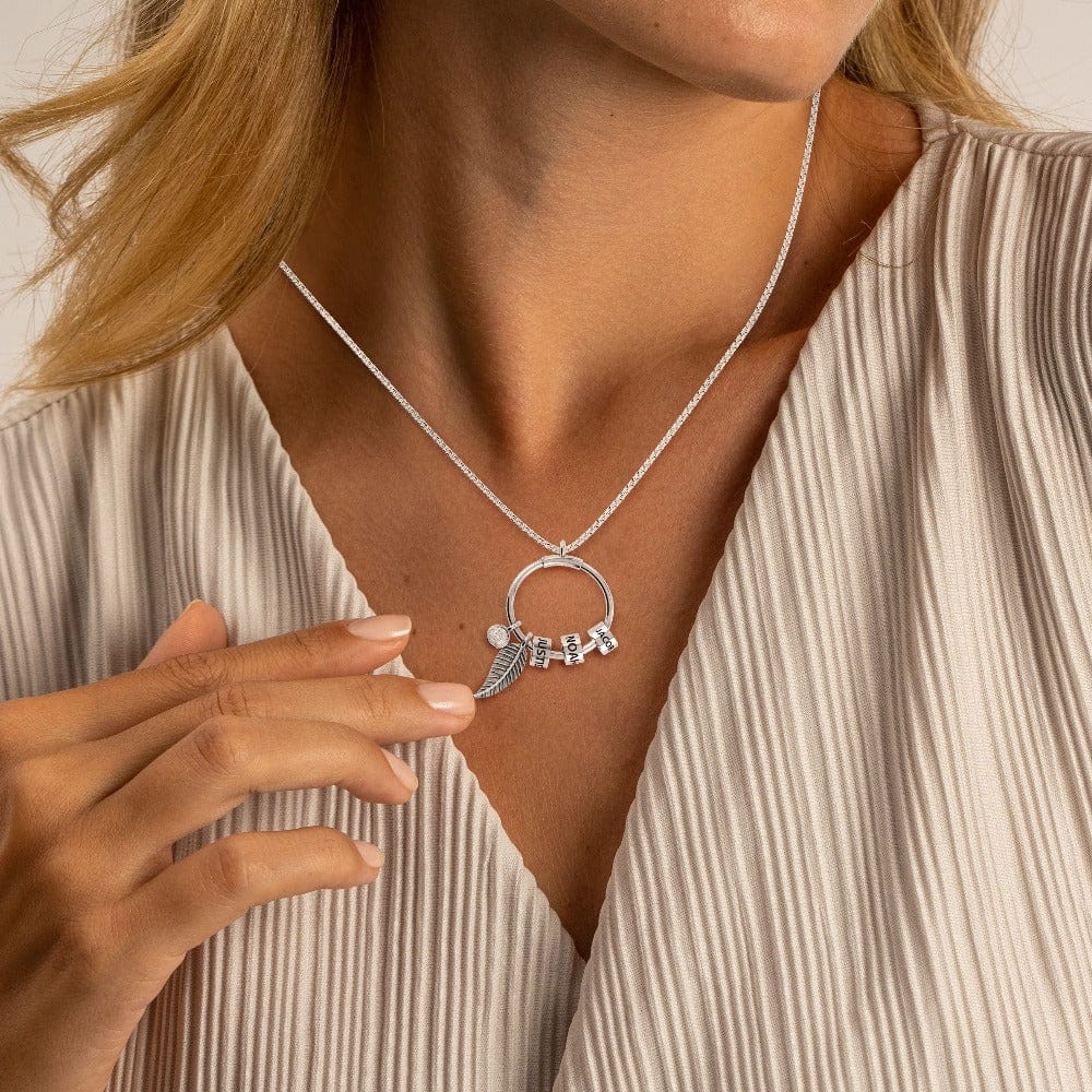Custom Beaded Circle Pendant and Leaf Design Necklace