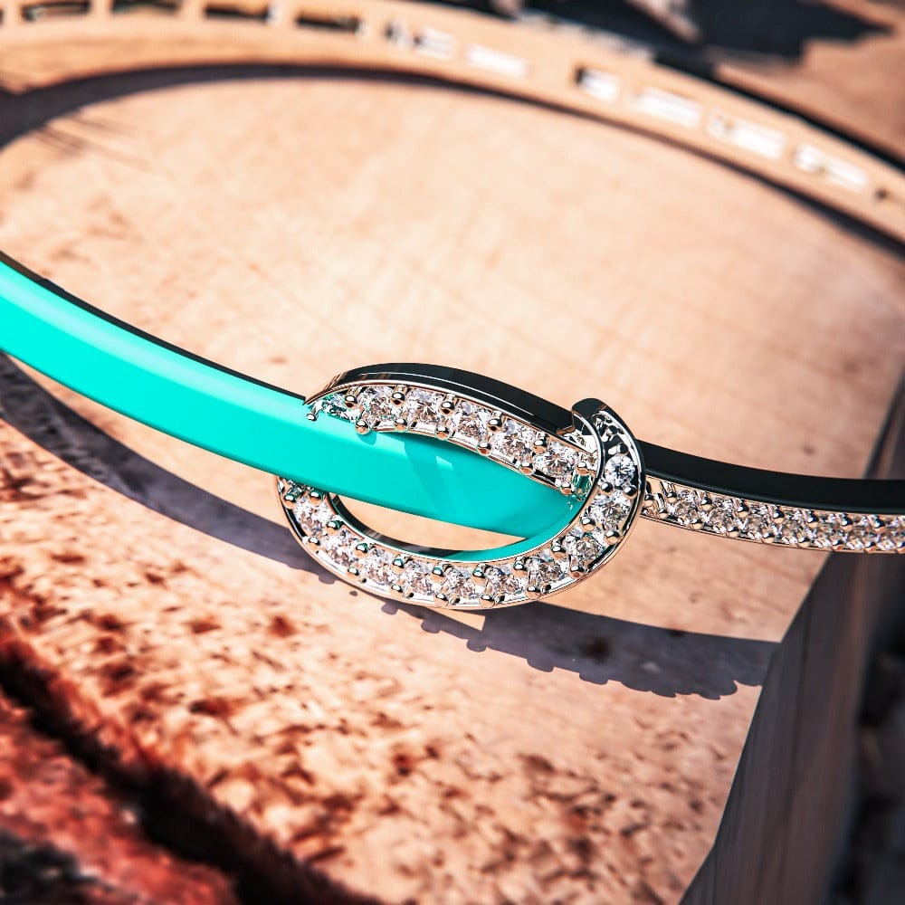 Coastal Elegance: Diamond Turquoise Bracelet - S925 Sterling Silver