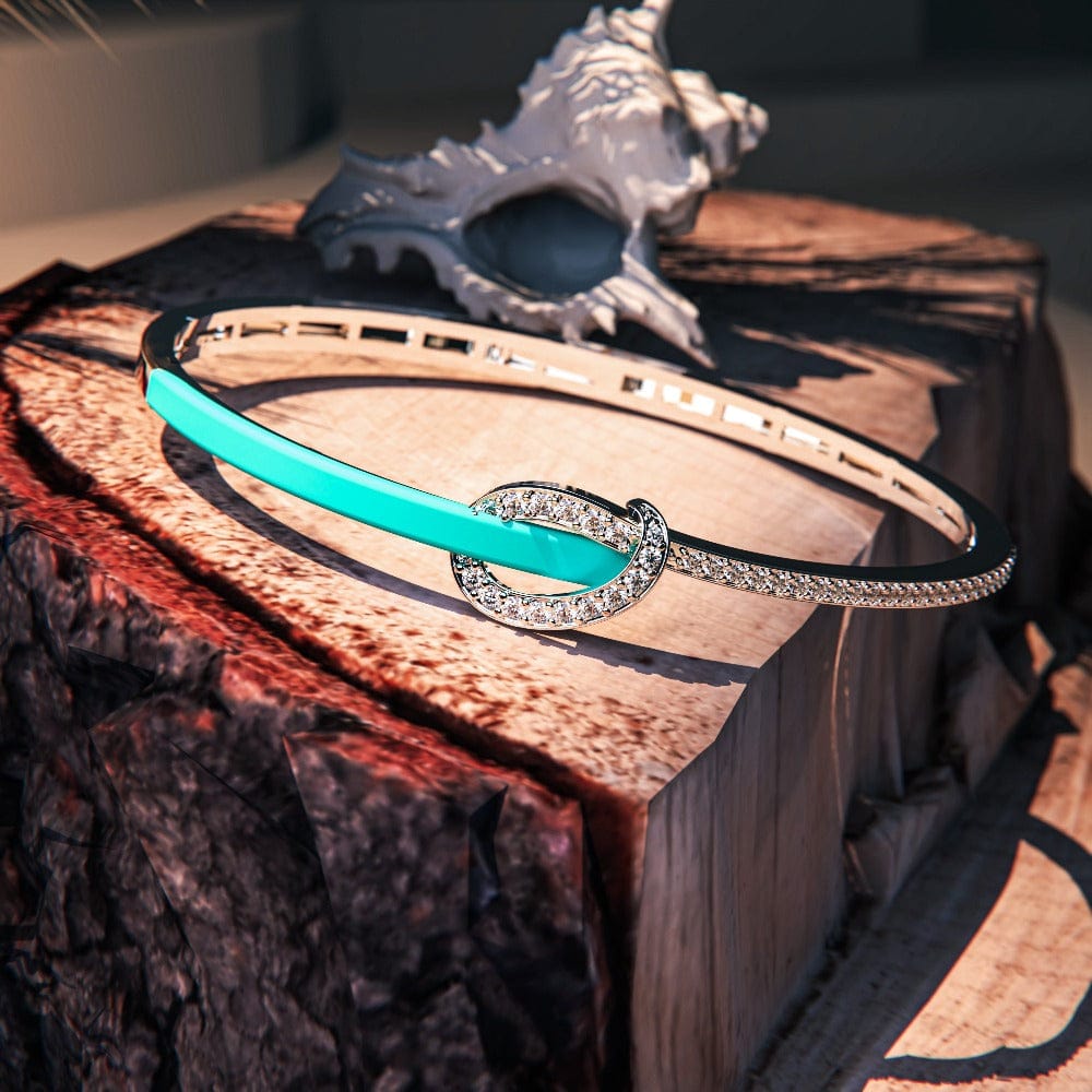 Coastal Elegance: Diamond Turquoise Bracelet - S925 Sterling Silver