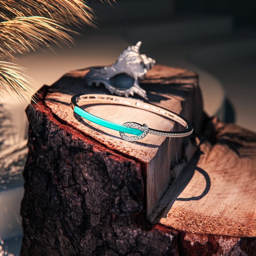 Coastal Elegance: Diamond Turquoise Bracelet - S925 Sterling Silver