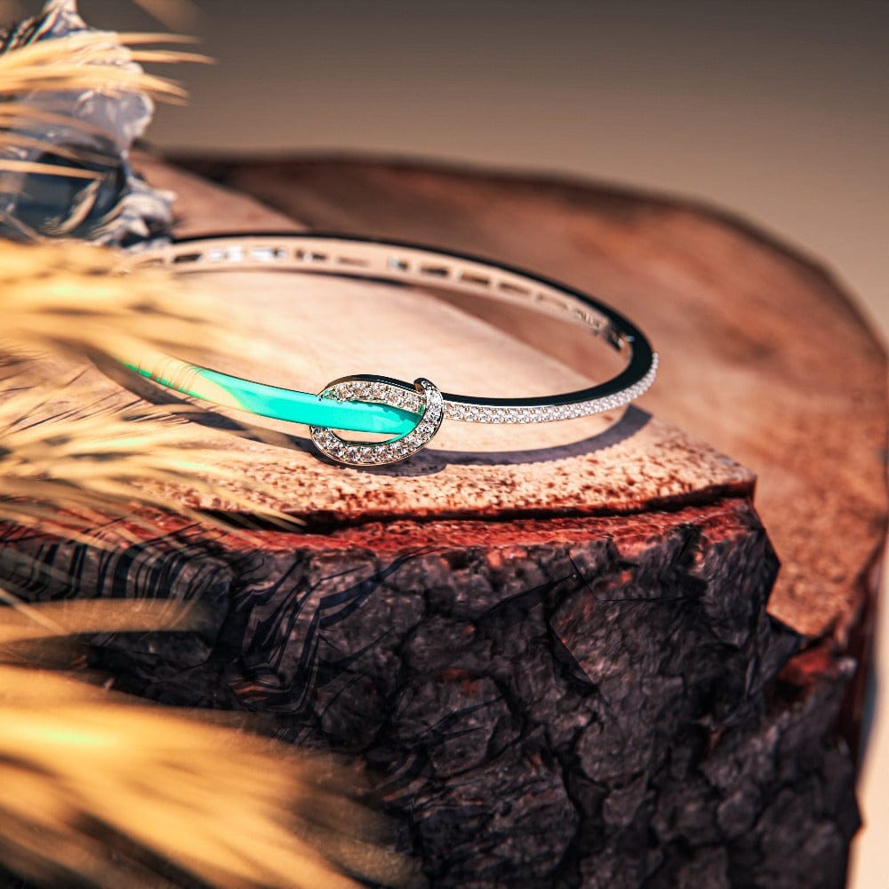 Coastal Elegance: Diamond Turquoise Bracelet - S925 Sterling Silver
