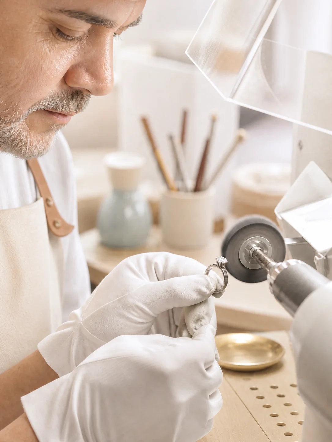 Polishing the ring to its final finish